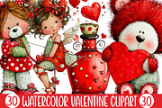 Watercolor Valentine Clipart, an Illustration by Designking (Thumbnail 1 of 5)