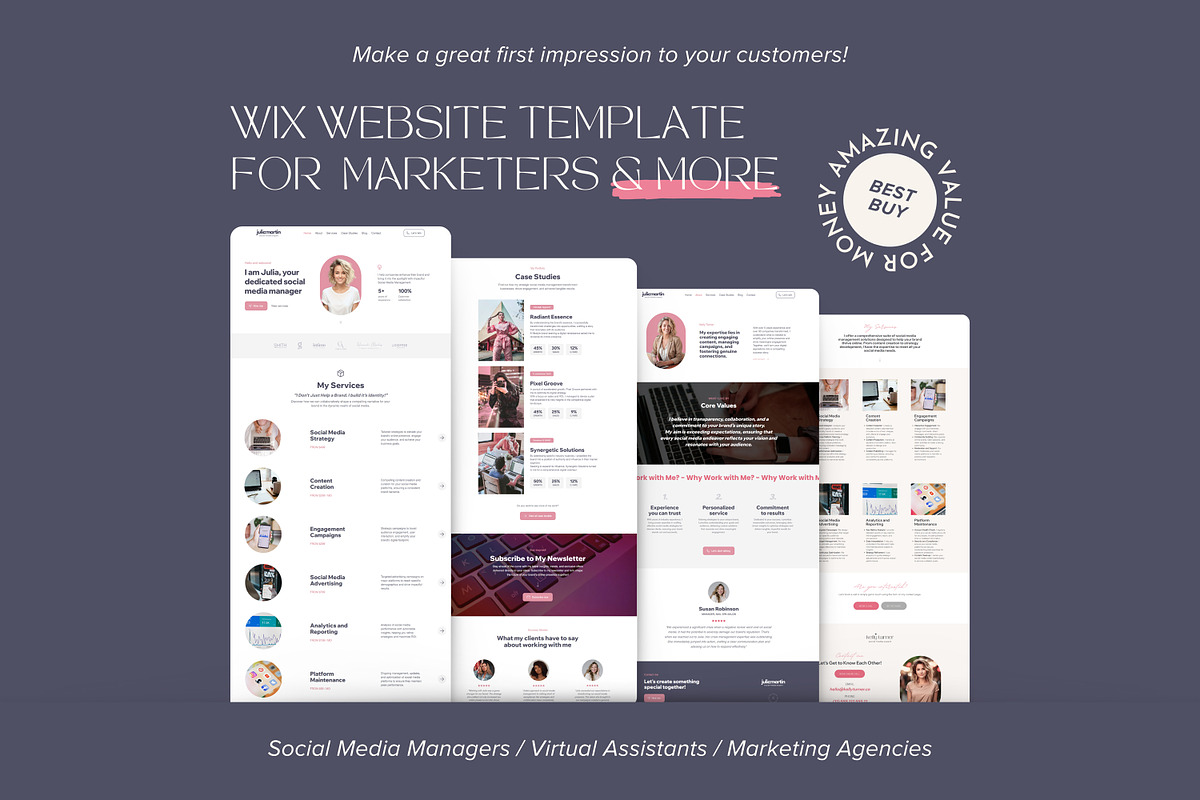 Wix Template Social Media Manager, a Wix Template by vectorocean (Photo 4 of 11)