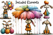 Whimsical Bunny Easter Clipart, an Illustration by cherrydesign (Thumbnail 2 of 4)