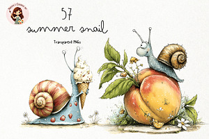 Summer Snail PNG Clipart Watercolor, an Animal Illustration by Nicolle's Colorful Art