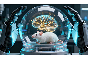 White laboratory mouse in high-tech, a Health & Medical Photo by tilialucida