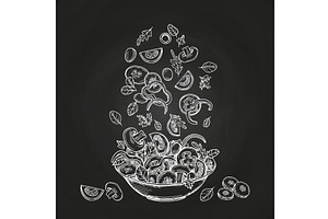 Hand drawn salad isolated on, a Background Graphic by Valerie Bodnar