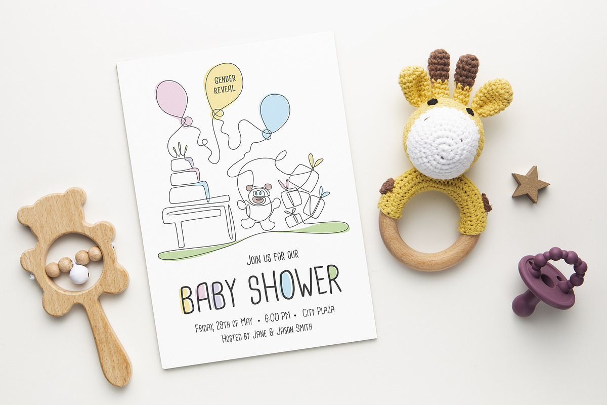 Baby Shower vector invitation card, an Invitation Template by DesignWP (Photo 2 of 3)