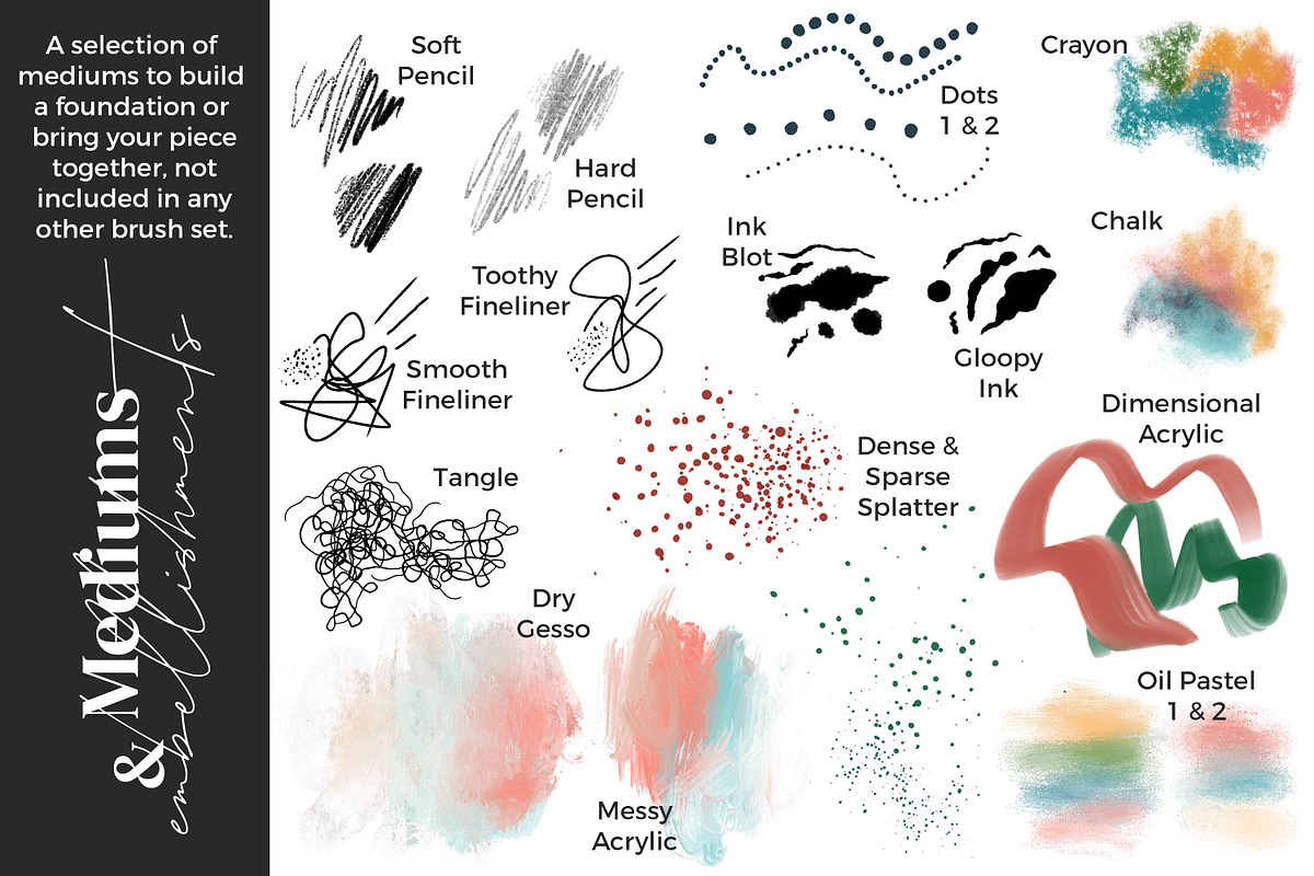 Mixed Media Brushes for Procreate, a Brush Add-On by AJ Brushes (Photo 6 of 9)