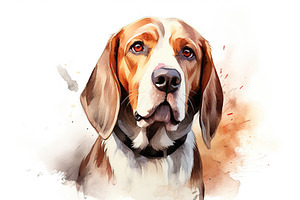 Illustration of young beagle dog on white background, an Animal Photo by AlyaAnd
