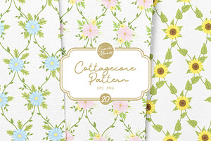 Cottagecore Pattern 20 Flower Vine