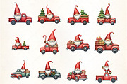 Christmas Cute Gnome and Truck Clipa, an Illustration by CrexoraLab (Thumbnail 1 of 5)