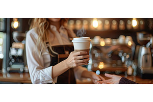 Barista Offering Fresh Coffee in, a Food & Drink Photo by piter.goskov