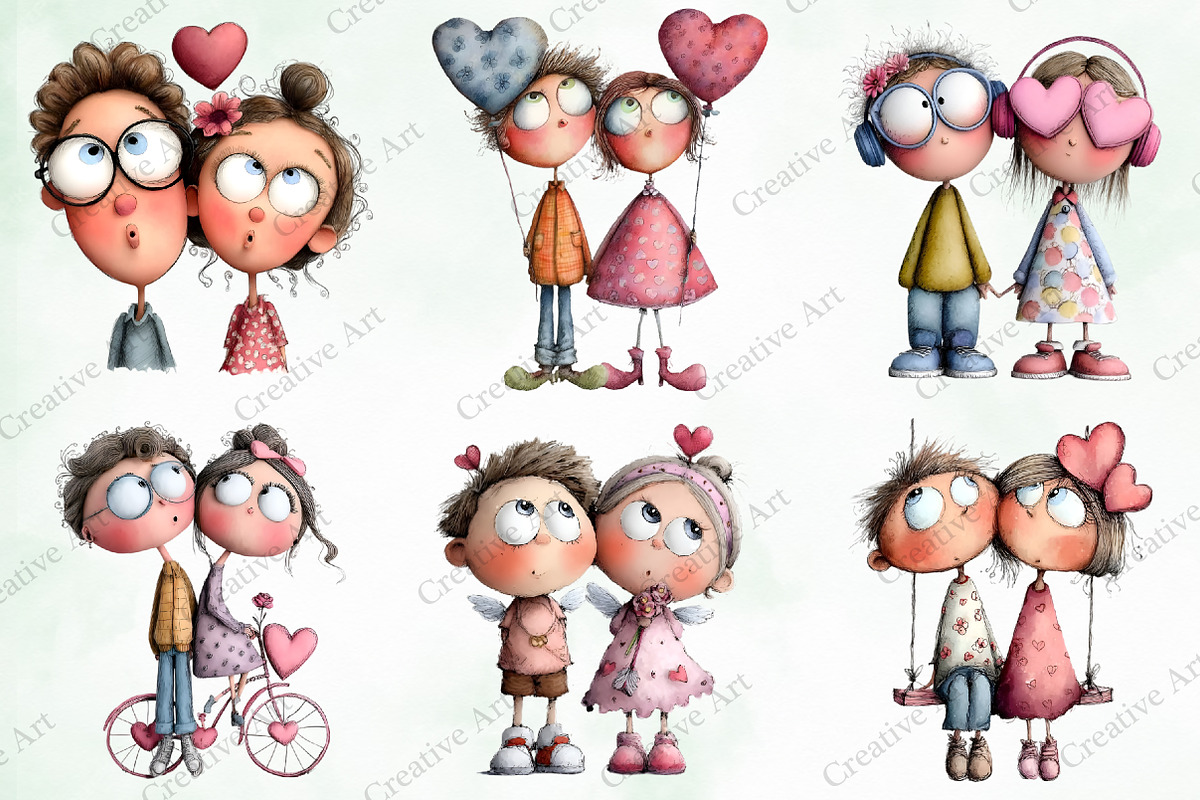 Valentine Quirky Couple Clipart, an Illustration by Creative Art (Photo 4 of 9)