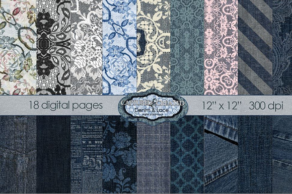 Denim & Lace Mega Digital Paper 18 preview 6