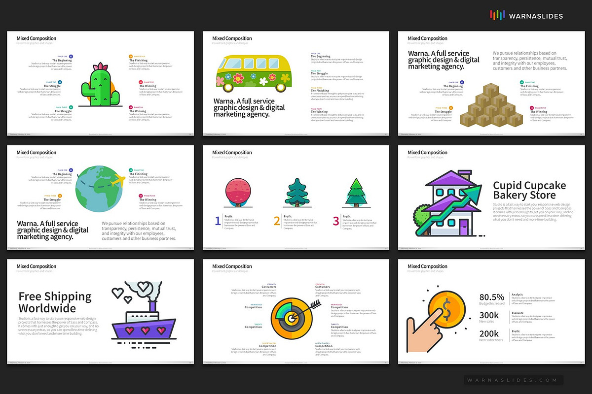 Mixed Graphics PowerPoint Templates, a Presentation Template by Warna Works (Photo 7 of 13)