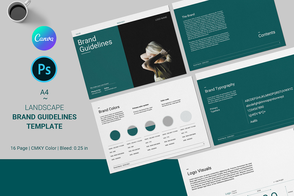 Brand Guidelines Template Canva, a Brochure Template by retrographix (Photo 1 of 3)