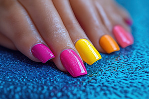 Vibrant Summer Nails Colorful Manicu, a Beauty & Fashion Photo by Pixeness Studio