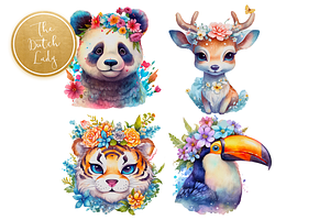 Floral Wild Animals Clipart Set