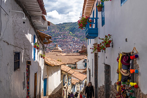 Charming Street in San Blas Neighborhood, Cusco, with Whitewashe, an Architecture Photo by GoodGoods