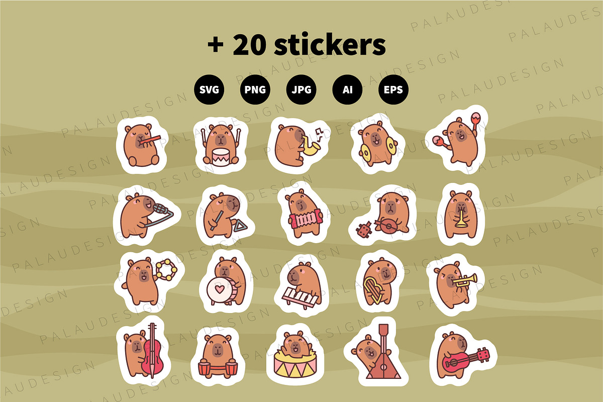Capybara Music Clipart Set, an Animal Illustration by Palau (Photo 10 of 10)