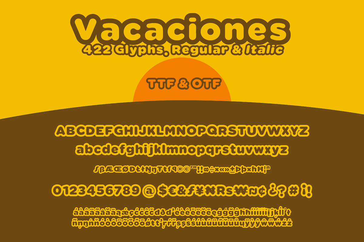 Vacaciones big outline font preview 2