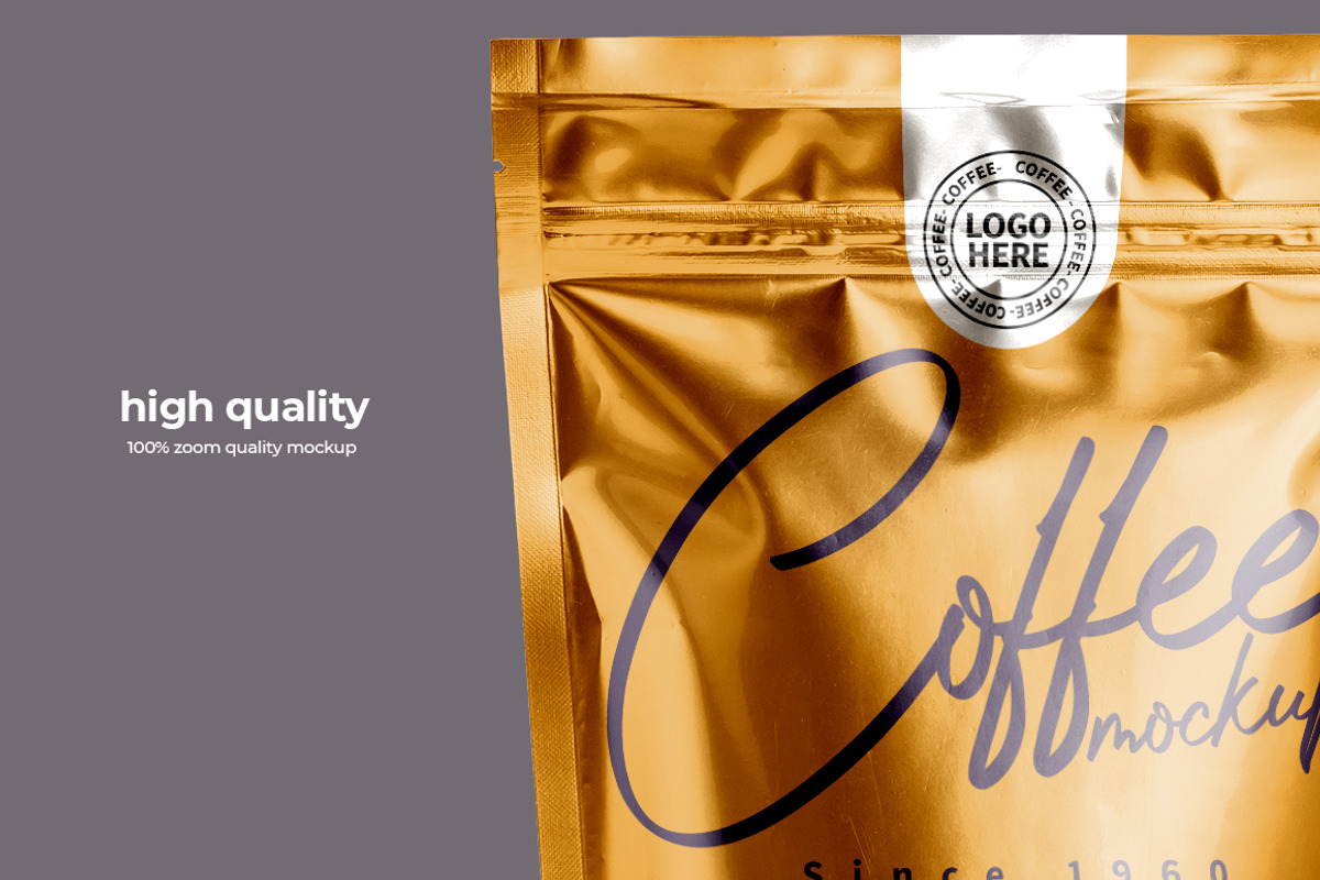Coffee Stand Up Pouch Zipper, a Cups & Container Mockup by bunebx (Photo 2 of 5)