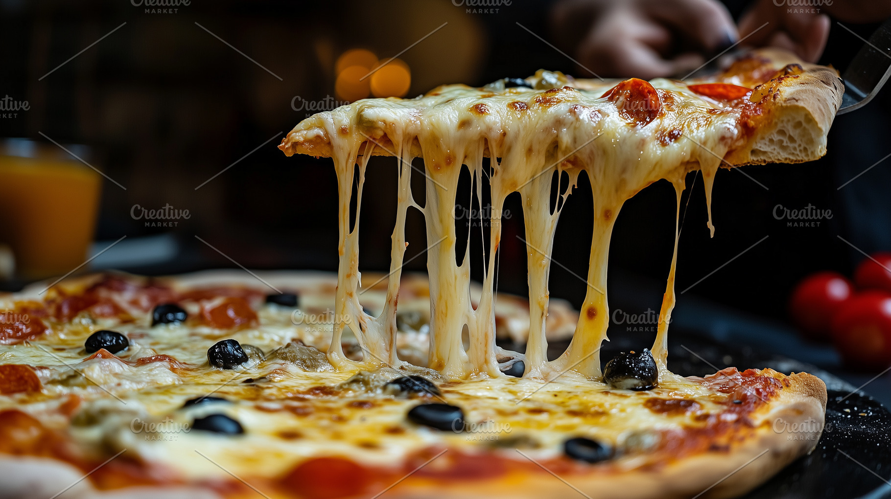 Freshly baked pizza with olives, a Food & Drink Photo by MistyDay