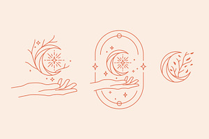 Hand Crescent Moon Star Rustic Logo, a Branding & Logo Template by Signatoro