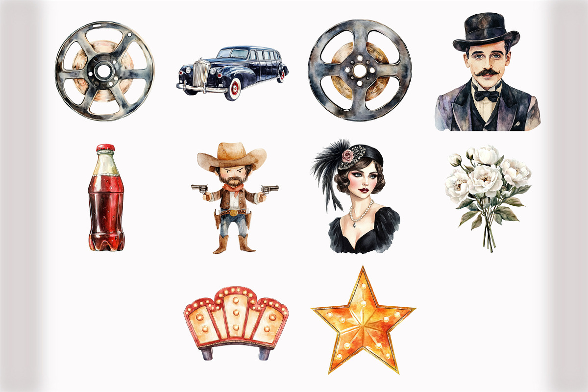 Retro Cinema Clipart, an Illustration by Design Market (Photo 5 of 5)