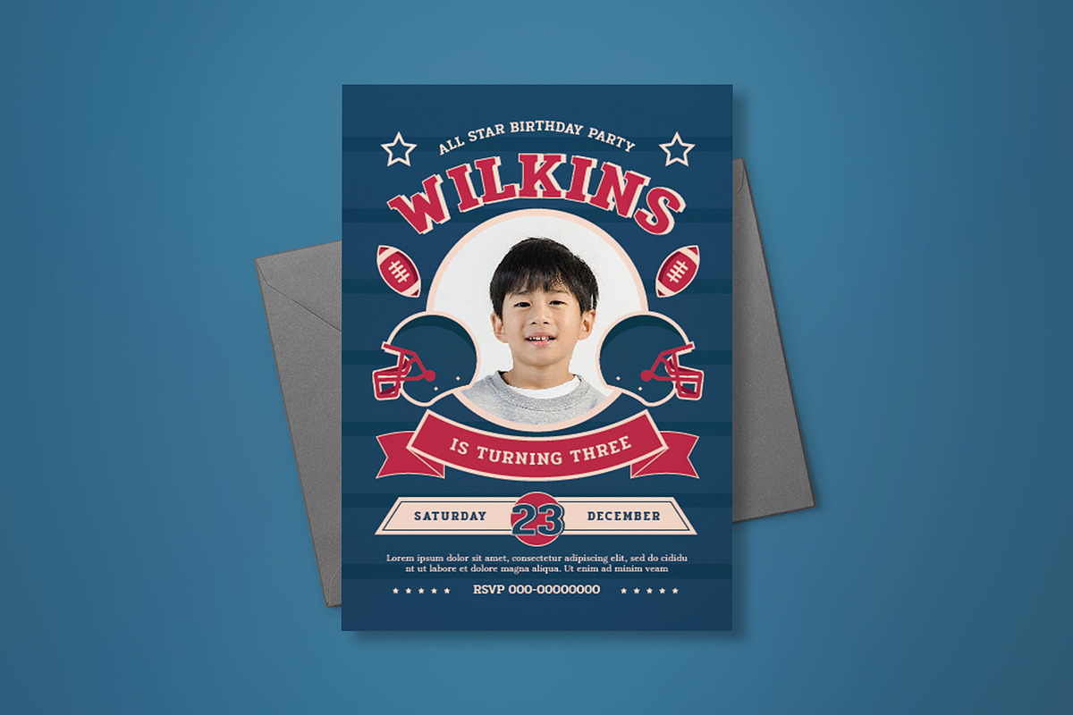 Kids Birthday Football Invitation, an Invitation Template by graphicook (Photo 1 of 3)
