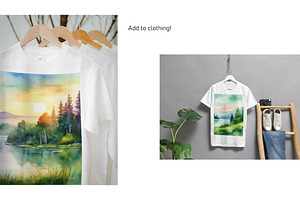 Watercolor Lake Landscapes Set 2