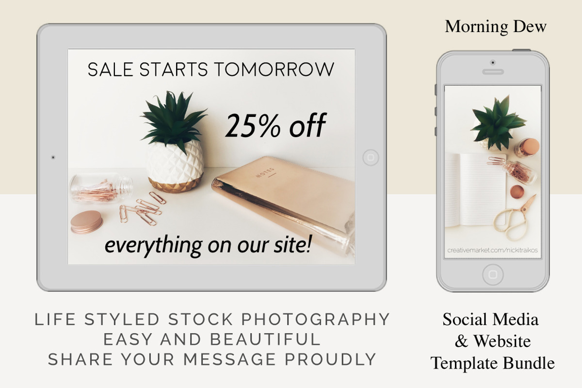 Morning Dew Social Media MEGA Bundle, a Social Media Template by life i design by Nicki (Photo 3 of 3)