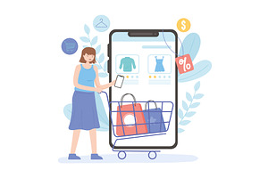 woman online shopping, a Person Illustration by studiogstock