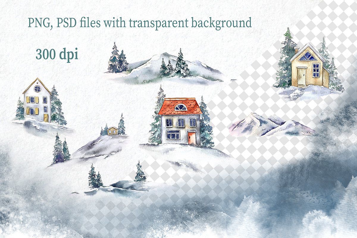 Watercolor Christmas forest house, a Seasonal Illustration by Lidia's watercolor world (Photo 4 of 6)