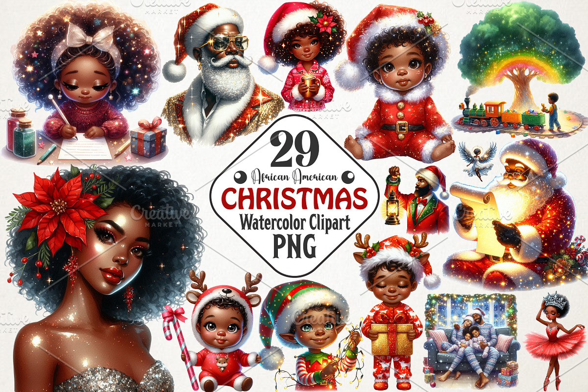 African American Christmas Clipart, an Illustration by RobertsArt (Photo 1 of 7)