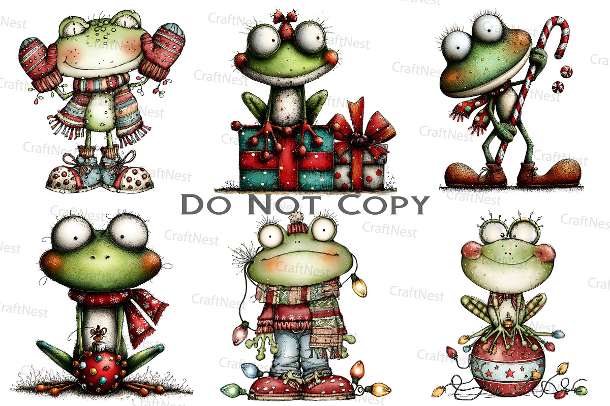 ''Coquette Christmas Frog Clipart'', an Illustration by Craft Nest (Photo 8 of 8)
