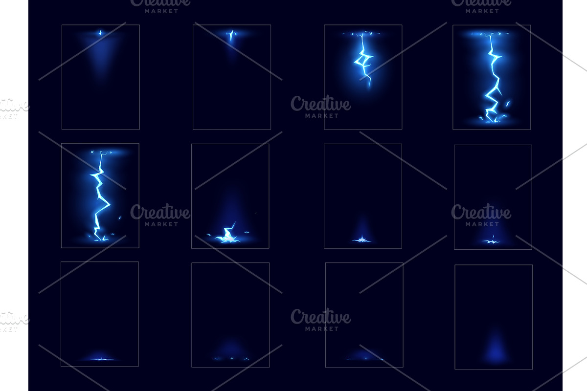 Cartoon lightning sprite animation, an Illustration by Vector Tradition