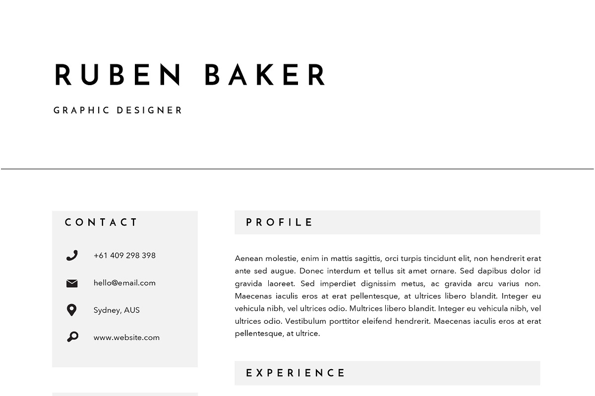 3 Page Resume Template | INDD + DOCX, a Resume Template by Basic Creations (Photo 4 of 5)