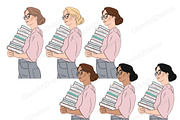 Book Addict Girls Сlipart, a Person Illustration by GlamArtZhanna (Thumbnail 3 of 4)