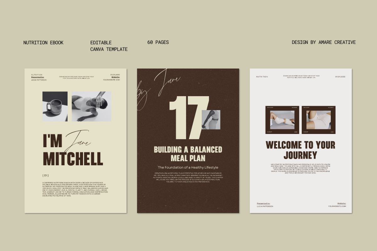 60 Health & Wellness Workbook Canva, a Presentation Template by Amaré Creative (Photo 3 of 6)