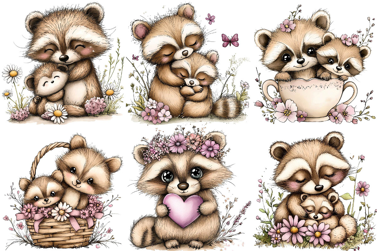 Whimsical Mother's Day Raccoon Clipa, an Illustration by DreamPrint404 (Photo 4 of 6)