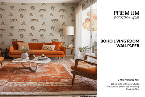 Boho Wallpaper Mockup PNG & PSD, a Household Mockup by mock-ups