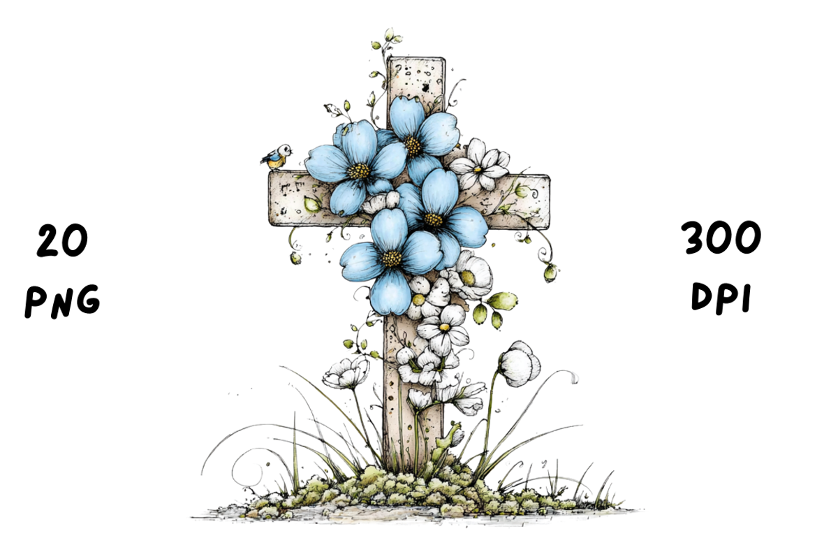 Whimsical Easter Cross Floral Spring, a Seasonal Illustration by GiraffeCreative (Photo 6 of 20)