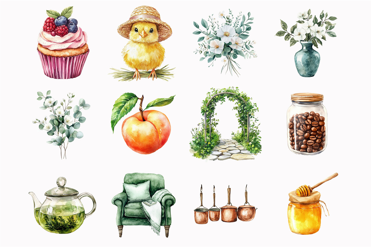 Watercolor Cottage Soul Clipart, an Illustration by Design Market (Photo 4 of 5)