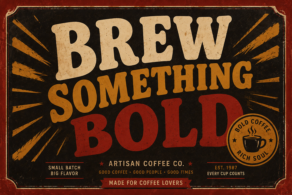Bold Brew – Bold Retro Display Font, a Slab Serif Font by Wow Magic (Photo 5 of 5)