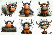 Whimsical Highland Cow Clipart, an Illustration by Creative Art (Thumbnail 7 of 10)