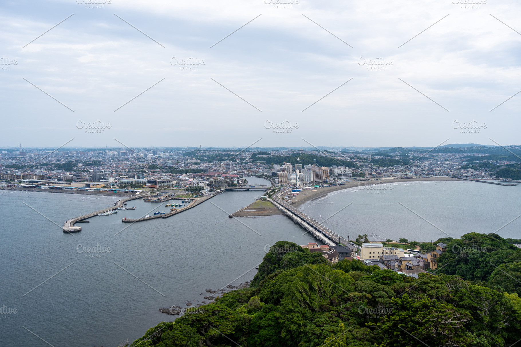View of Enoshima city from the Island in Japan, a Nature Photo by GoodGoods