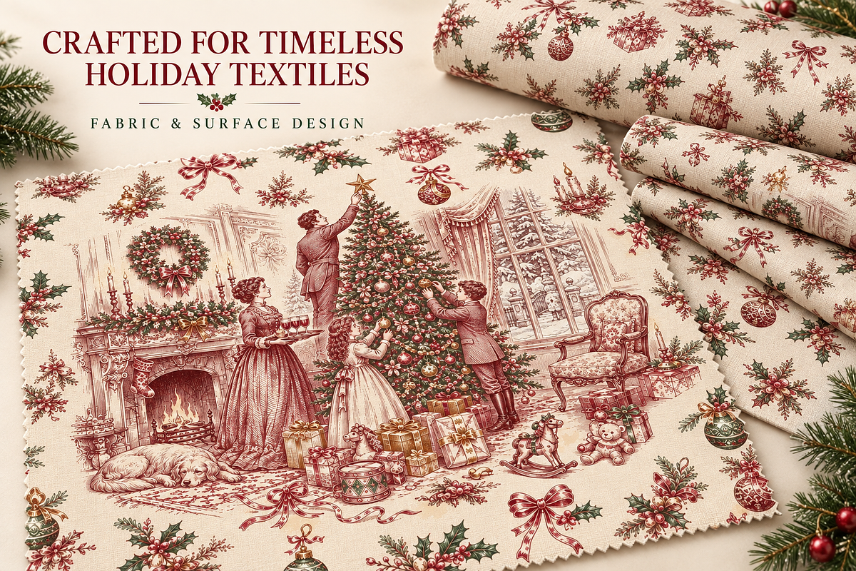 Christmas Tree Decorating Toile Pack, a Pattern Graphic by Olya Creative (Photo 2 of 7)
