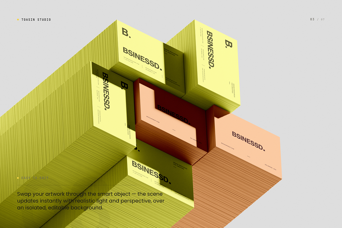 Stacked Business Card Mockup, an Advertising Mockup by Toasin Studio (Photo 3 of 7)
