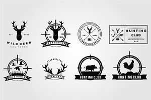 set hunting hunt logo, an Animal Illustration by Rizkaarishandy_shop