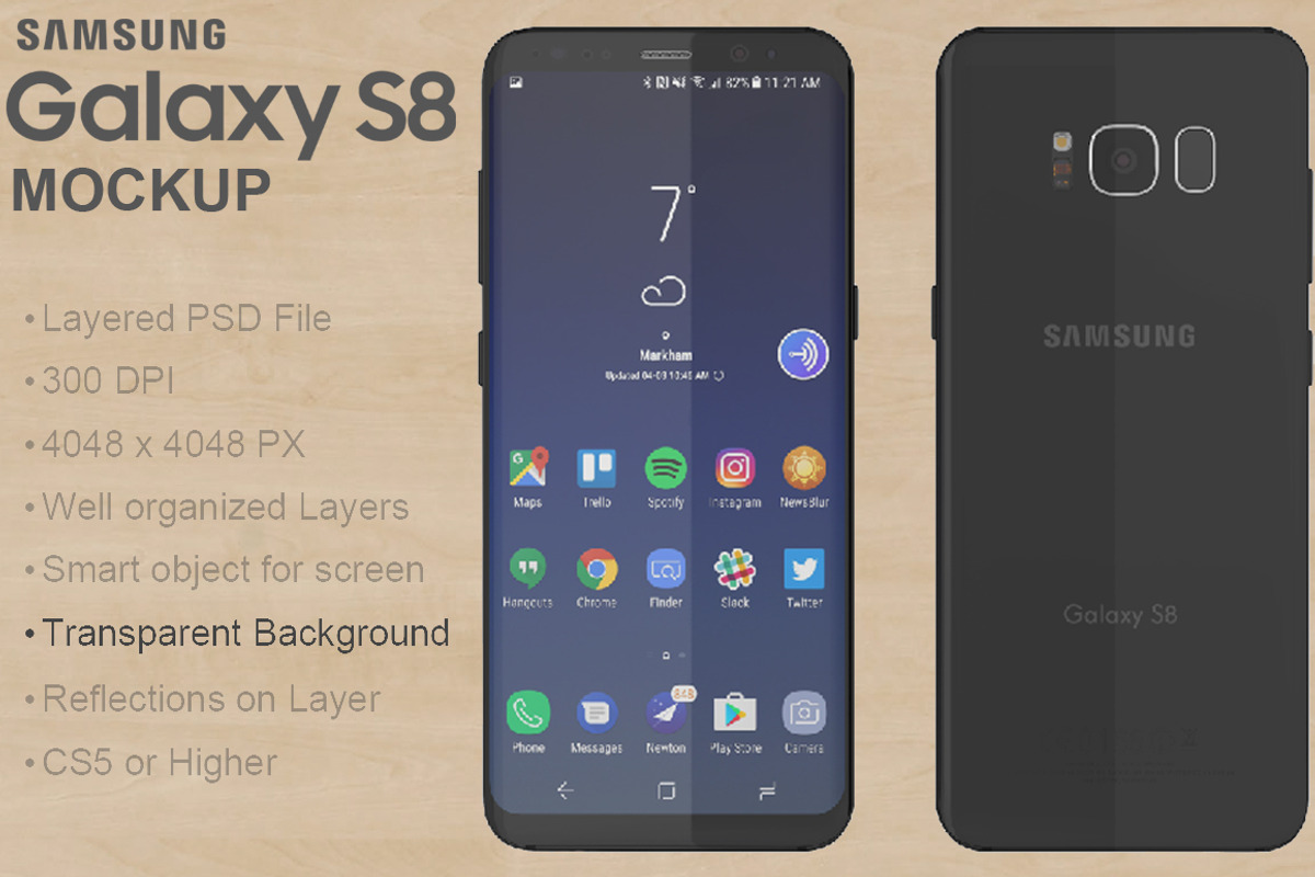 Samsung Galaxy S8 PSD Mockup, an Android Mockup by PSD Mockups (Photo 5 of 7)