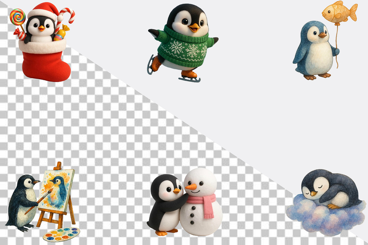 Winter Penguin Christmas Penguin Bun, an Illustration by SVGArt (Photo 2 of 8)