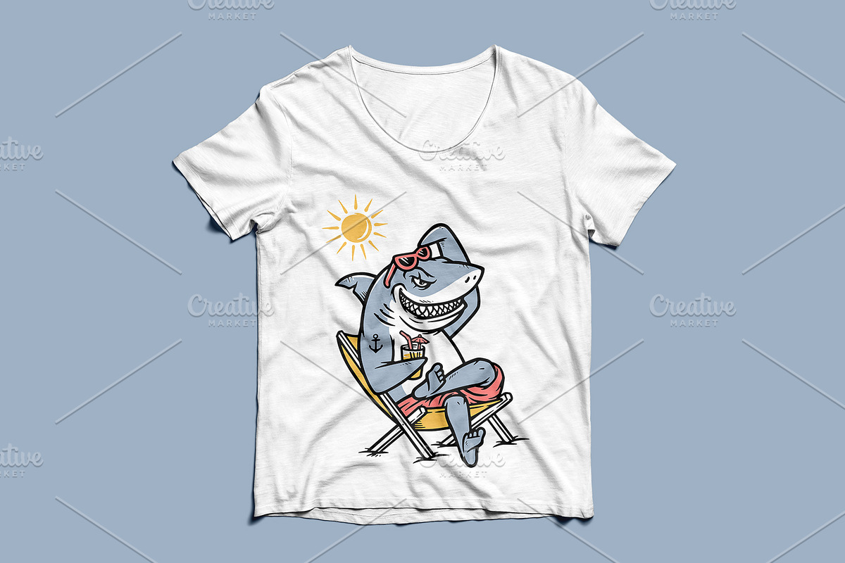 shark is sitting on a chair enjoying, an Animal Illustration by gunaonedesign (Photo 3 of 4)