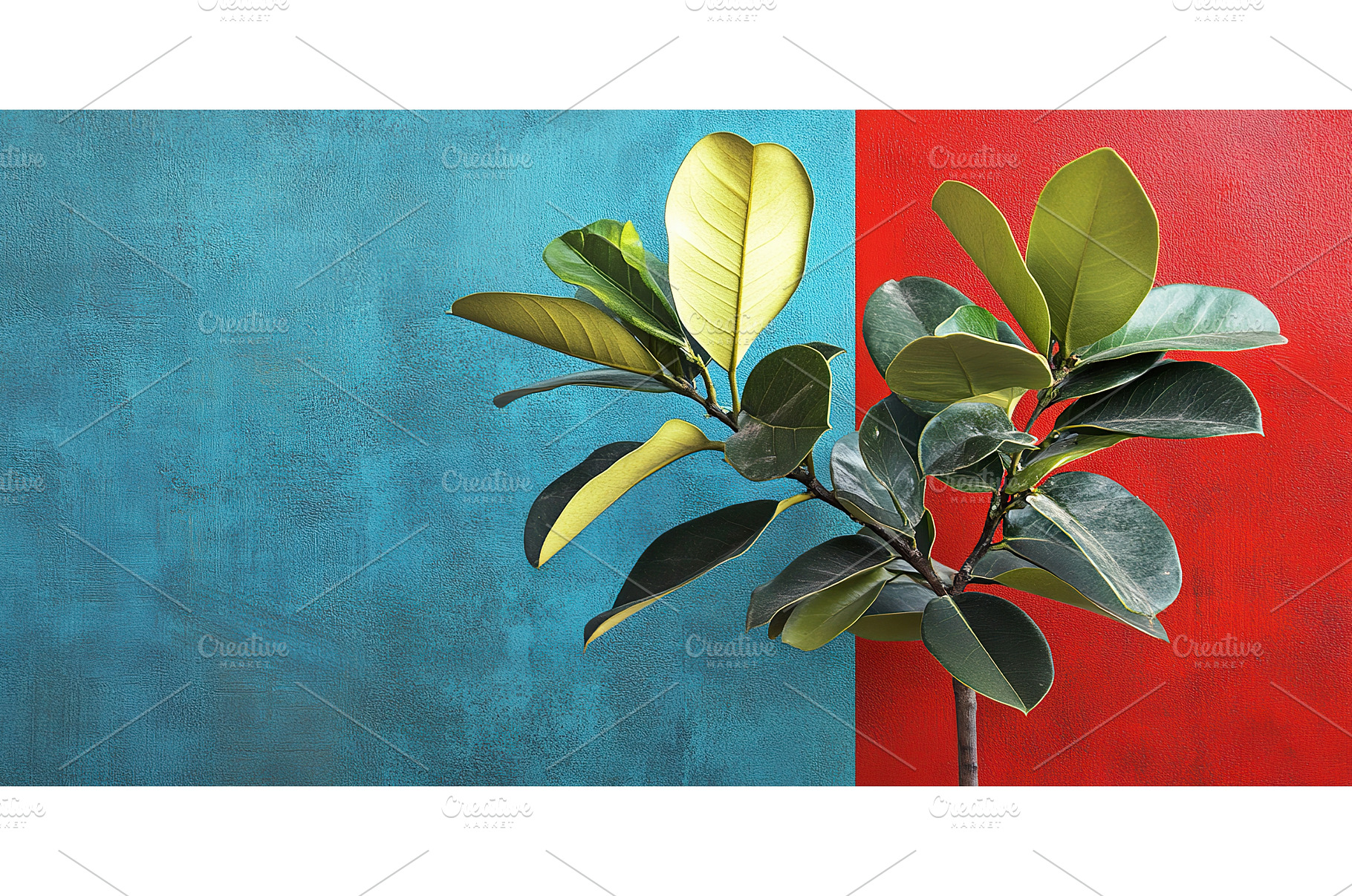 Vibrant rubber plant against dual, a Nature Photo by Lermont51